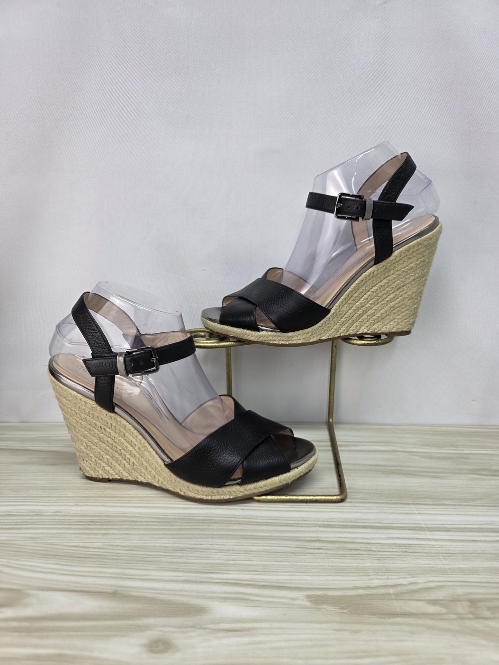 Cole Haan Hart Black Espadrille Wedge Sandals Size 9B - Picture 7 of 11